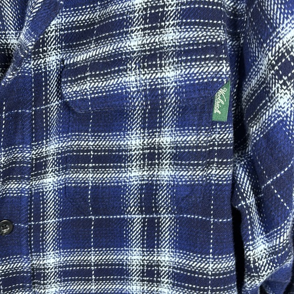 Woolrich Brawny Lumberjack Heavy Blue Plaid Flannel Button Shacket Large - Picture 3 of 7